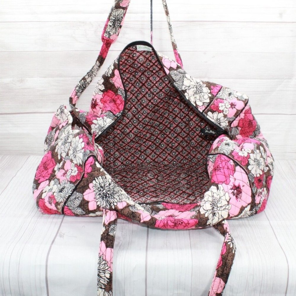 Vera Bradley Multicolor Floral Cotton Zip Top Quilted Travel Shoulder Duffle Bag - Picture 6 of 8